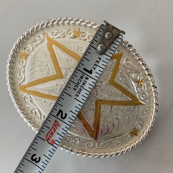 Montana Silversmiths Silver and Gold Star ⭐️ Belt Buckle - Picture 11 of 11